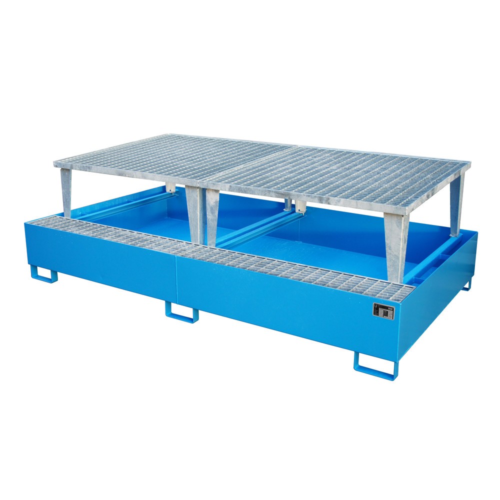 Productafbeelding nr. 1: Bauer® Stalen lekbak voor 2x KTC/IBC, incl. aftapverhoging, lichtblauw