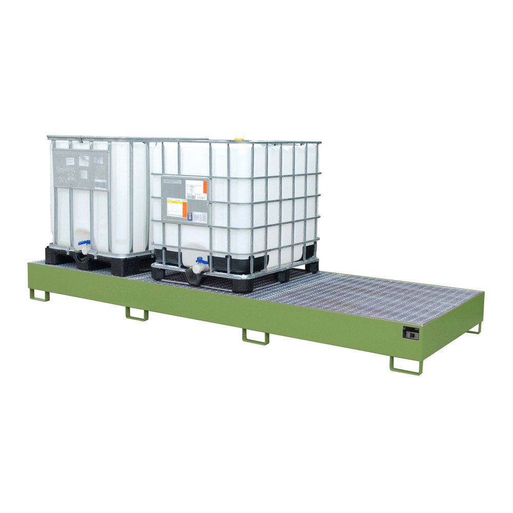 Productafbeelding nr. 1: Lekbak Bauer® van staal voor 3 x KTC/IBC, resedagroen