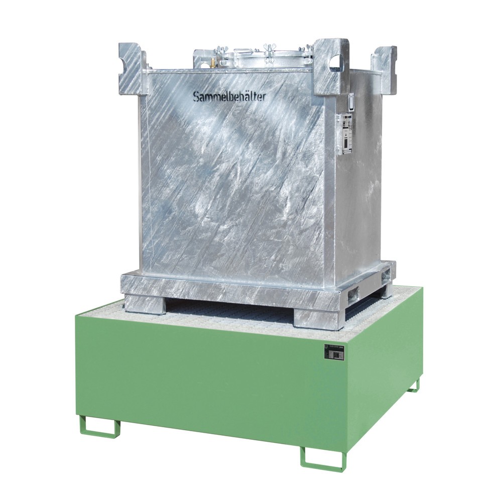Product afbeelding: Bauer® Lekbak van staal voor 1x KTC/IBC, resedagroen