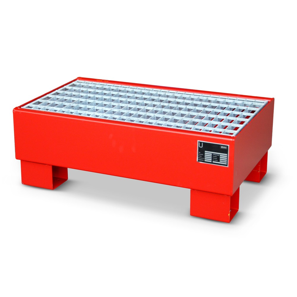 Product afbeelding: Bauer® Lekbak van staal, 2x 60 l, opvangvolume 61 l, incl. rooster, vuurrood