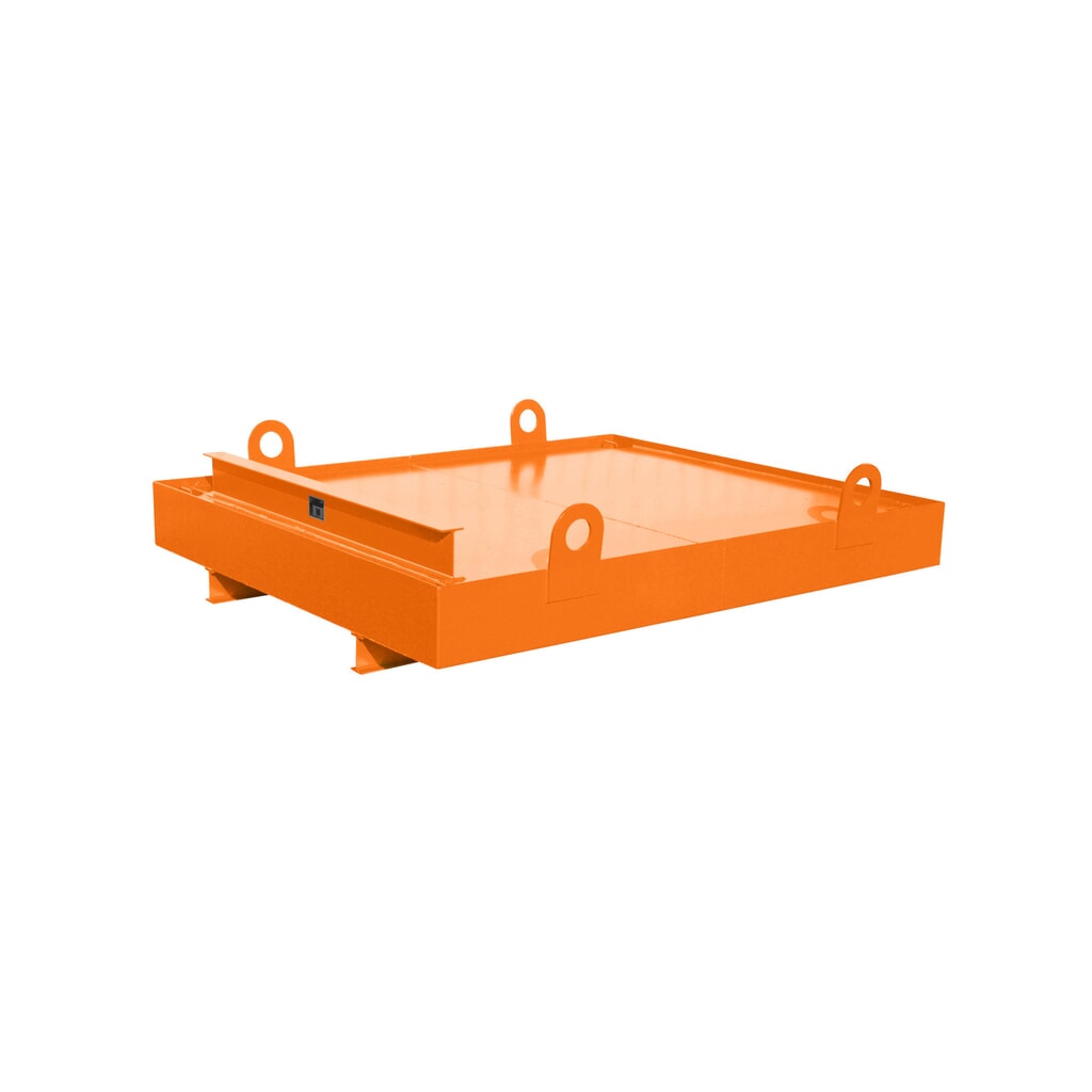 Bauer® lekbak van staal voor containers, hxbxd 560 x 2.300 x 2.030 mm, opvangvolume 880 l, geel-oranje Product afbeelding: Bauer® lekbak van staal voor containers, hxbxd 560 x 2.300 x 2.030 mm, opvangvolume 880 l, geel-oranje