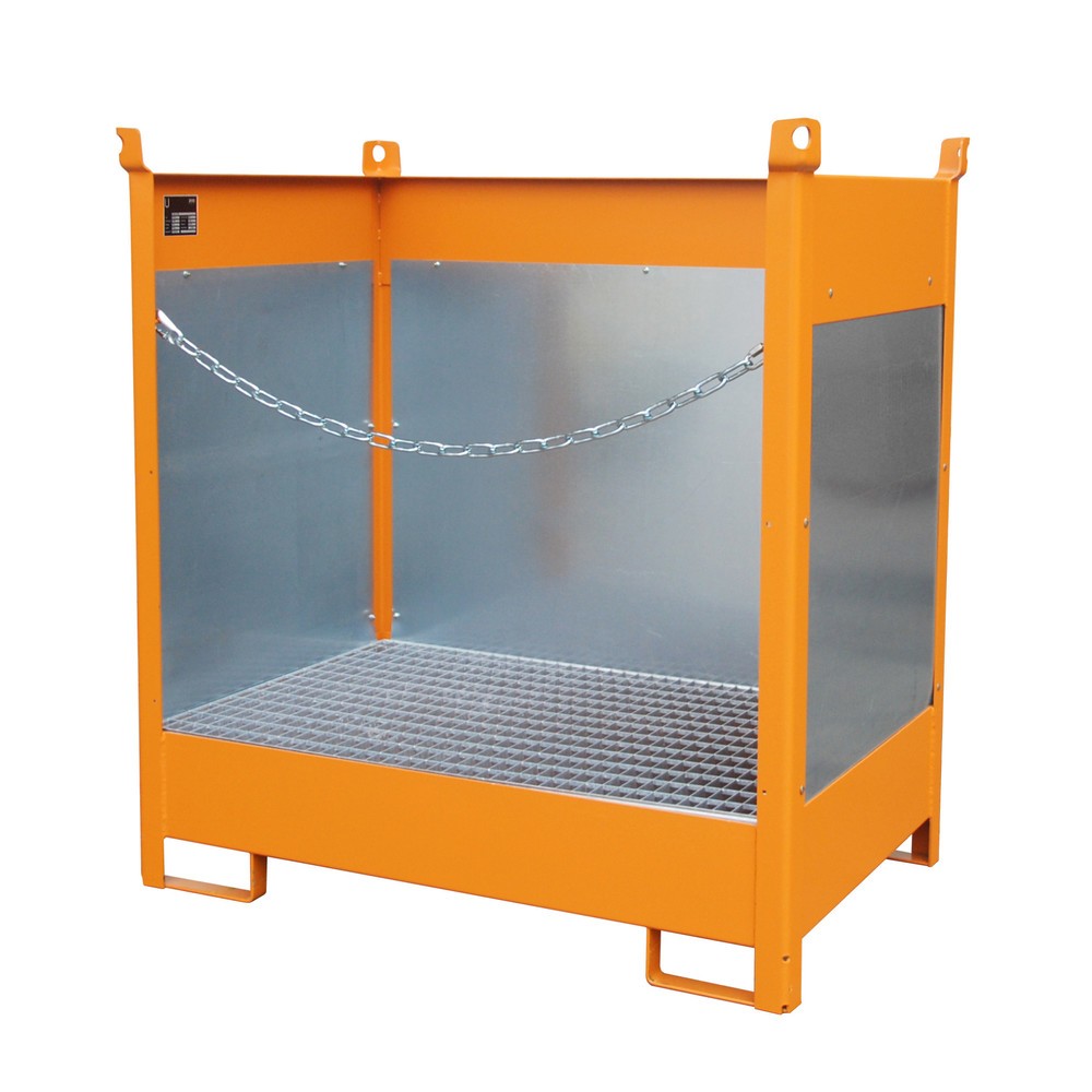 Productafbeelding nr. 1: Bauer® Opslag-/transportpallet op lekbak, hxbxd 1.495 x 1.410 x 920 mm, gesloten, geeloranje