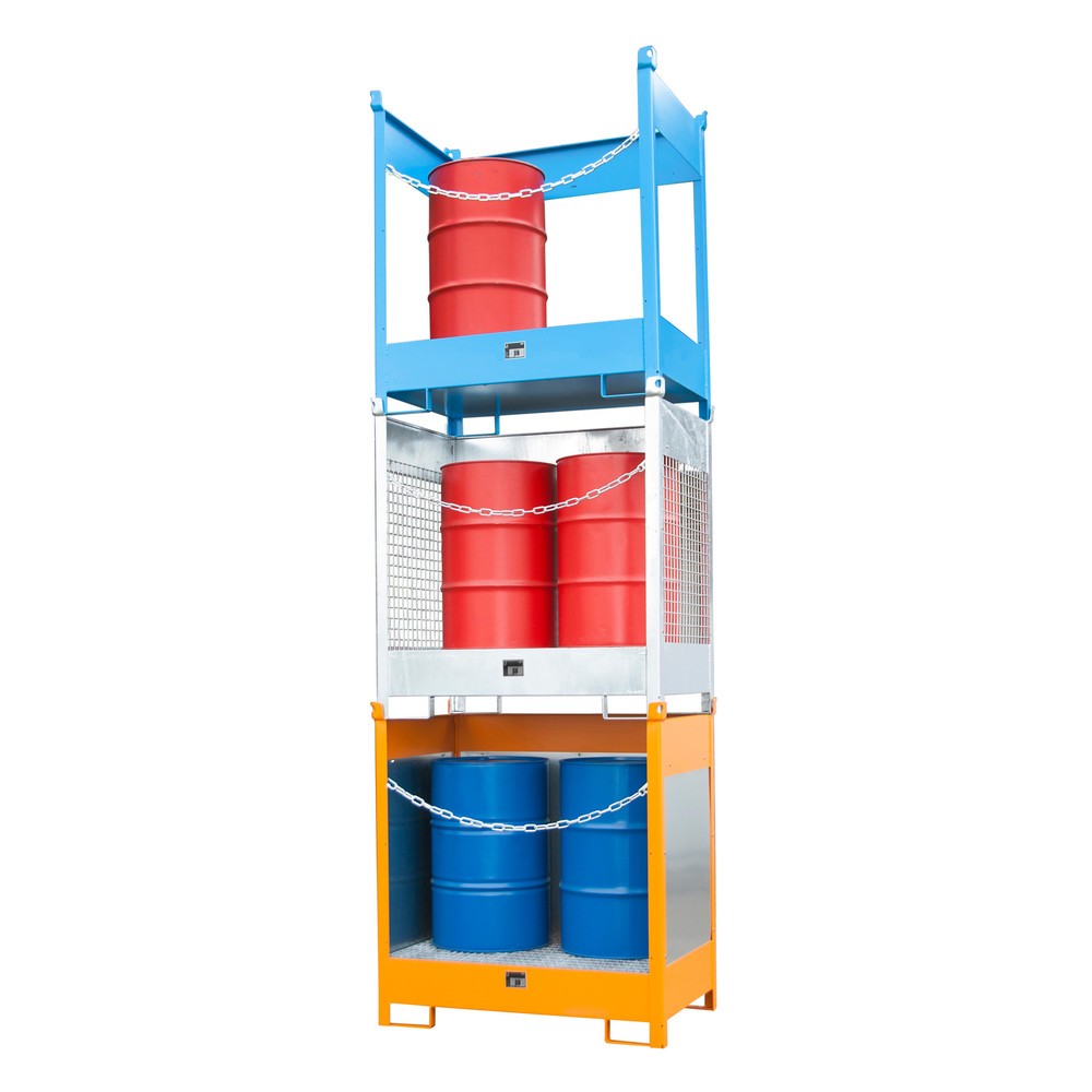 Productafbeelding nr. 2: Bauer® Opslag-/transportpallet op lekbak, hxbxd 1.495 x 1.410 x 920 mm, gesloten, geeloranje