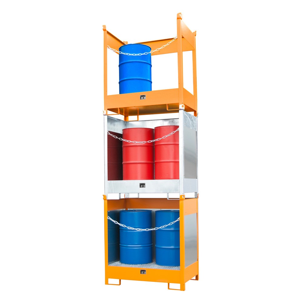 Productafbeelding nr. 3: Bauer® Opslag-/transportpallet op lekbak, hxbxd 1.495 x 1.410 x 920 mm, gesloten, geeloranje