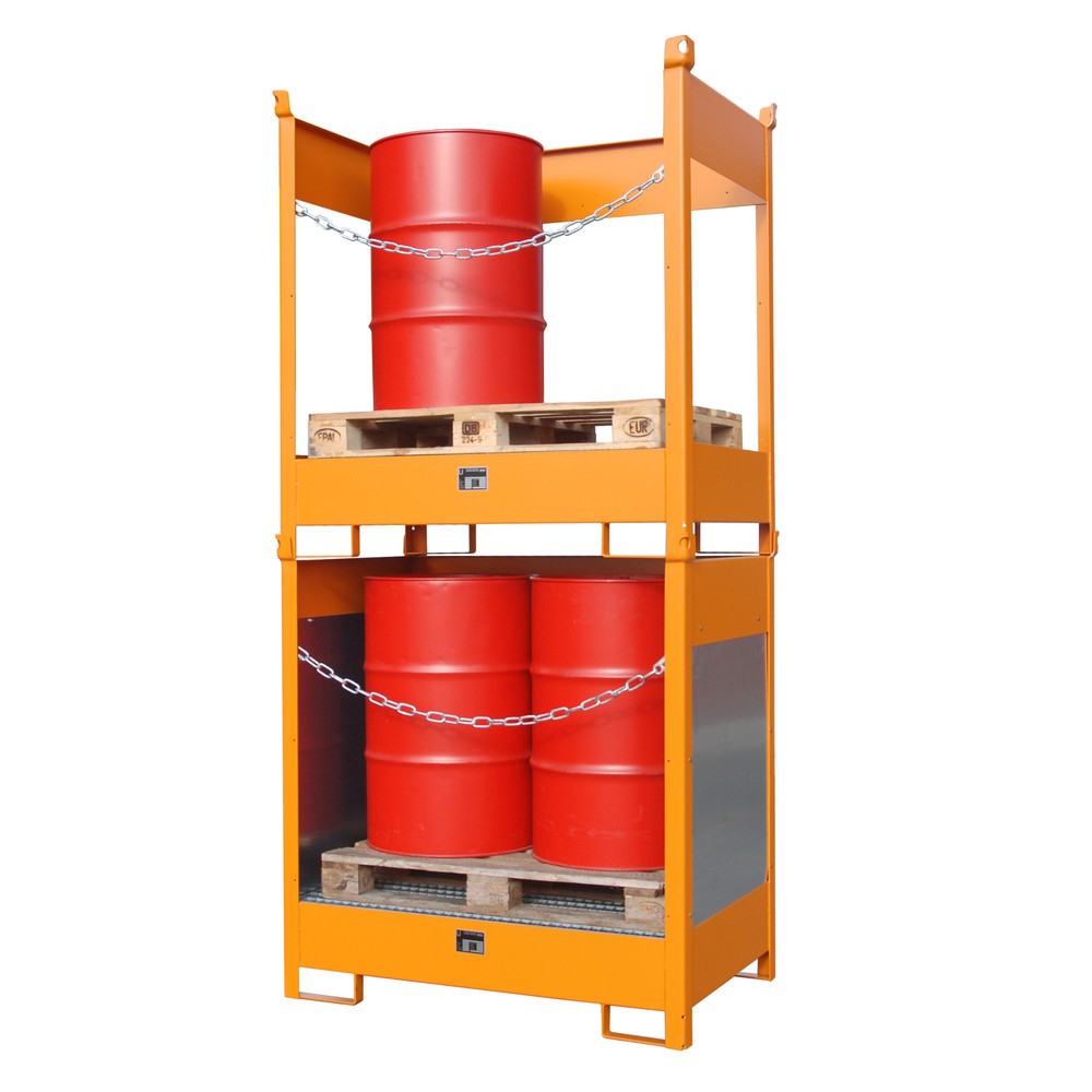 Productafbeelding nr. 4: Bauer® Opslag-/transportpallet op lekbak, hxbxd 1.495 x 1.410 x 920 mm, gesloten, geeloranje
