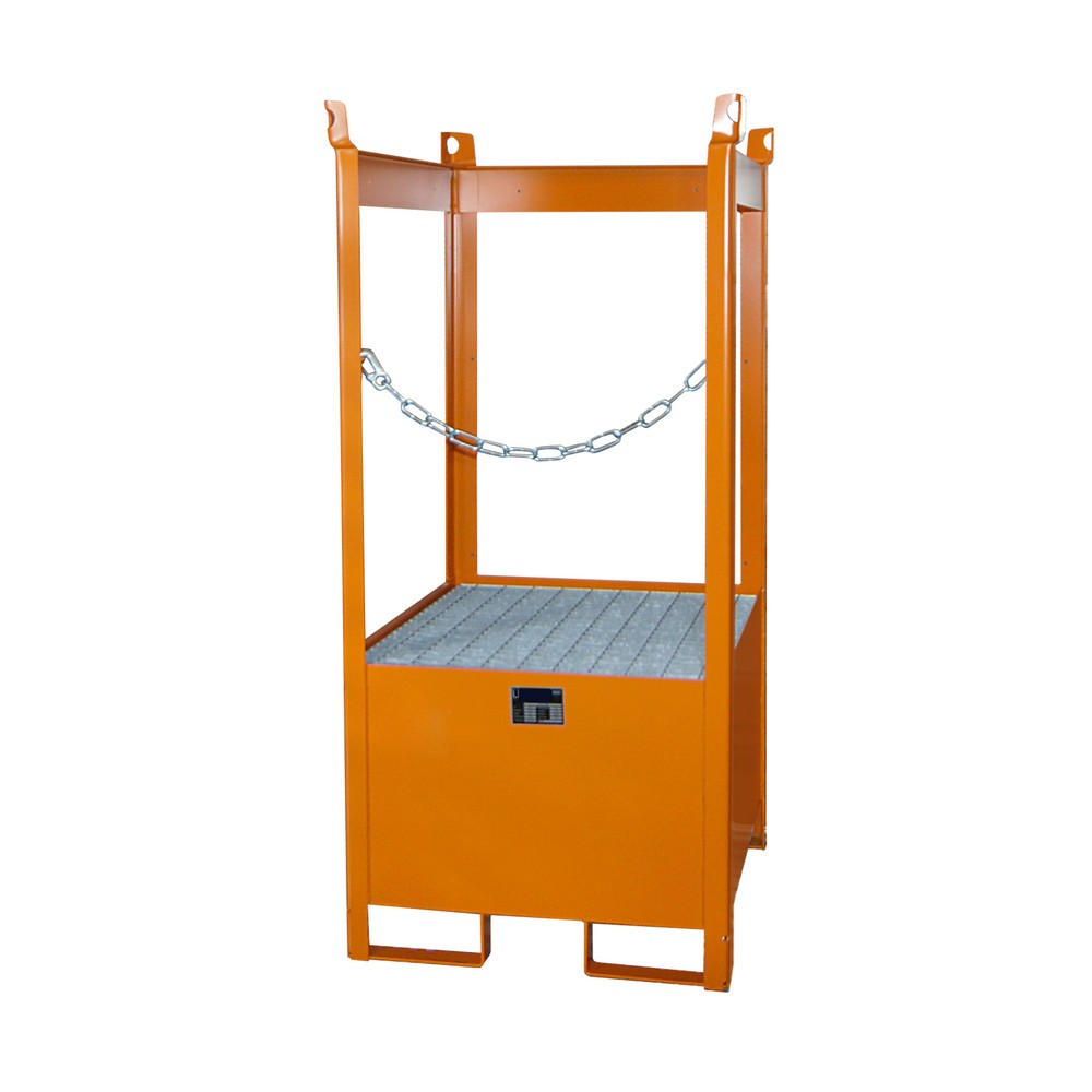 Productafbeelding nr. 2: Bauer® Opslag-/transportpallet op lekbak, hxbxd 1.590 x 760 x 760 mm, open, geeloranje