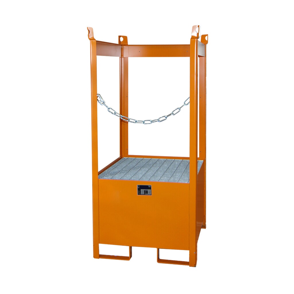 Bauer® Opslag-/transportpallet op lekbak, hxbxd 1.590 x 760 x 760 mm, open, geeloranje Productafbeelding nr. 2: Bauer® Opslag-/transportpallet op lekbak, hxbxd 1.590 x 760 x 760 mm, open, geeloranje