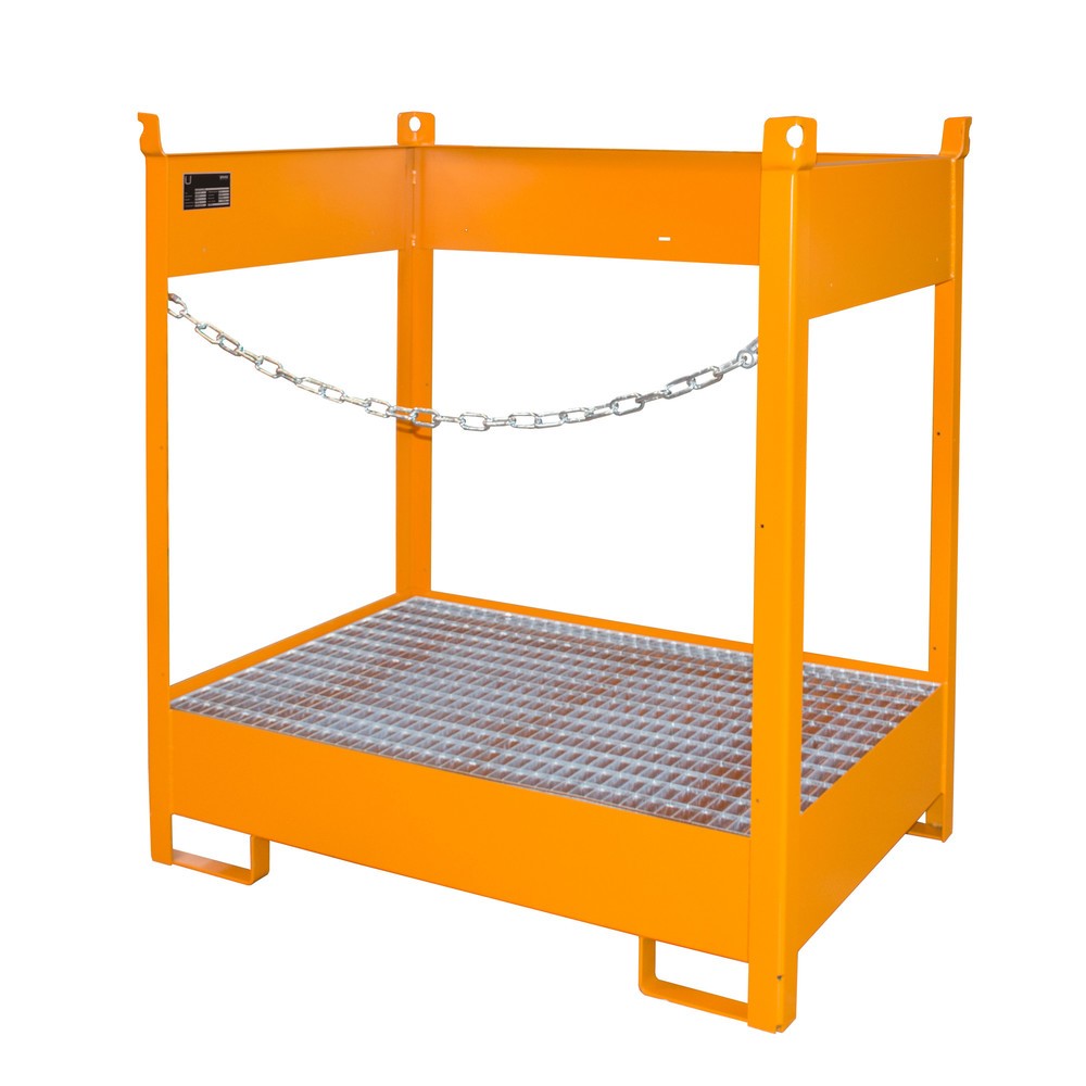 Productafbeelding nr. 1: Bauer® Opslag-/transportpallet op lekbak, hxbxd 1.495 x 1.410 x 920 mm, open, geeloranje