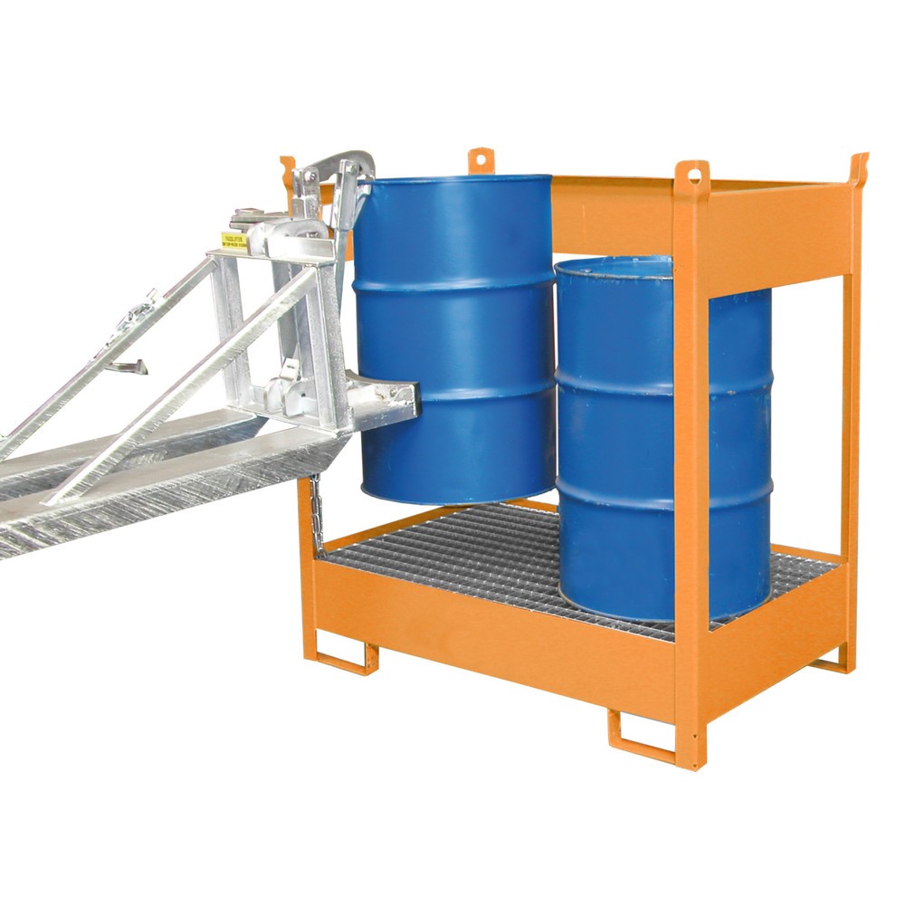 Productafbeelding nr. 2: Bauer® Opslag-/transportpallet op lekbak, hxbxd 1.495 x 1.410 x 920 mm, open, geeloranje