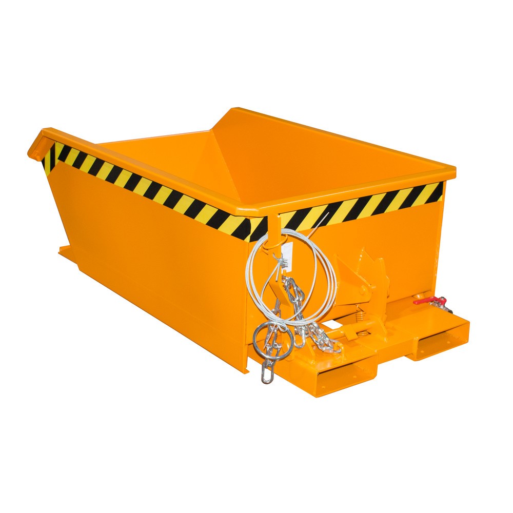 Product afbeelding: Bauer® Minibak voor spaanders, extreem lage bouwhoogte, gelakt, volume 0,27 m³, RAL 2000 geeloranje