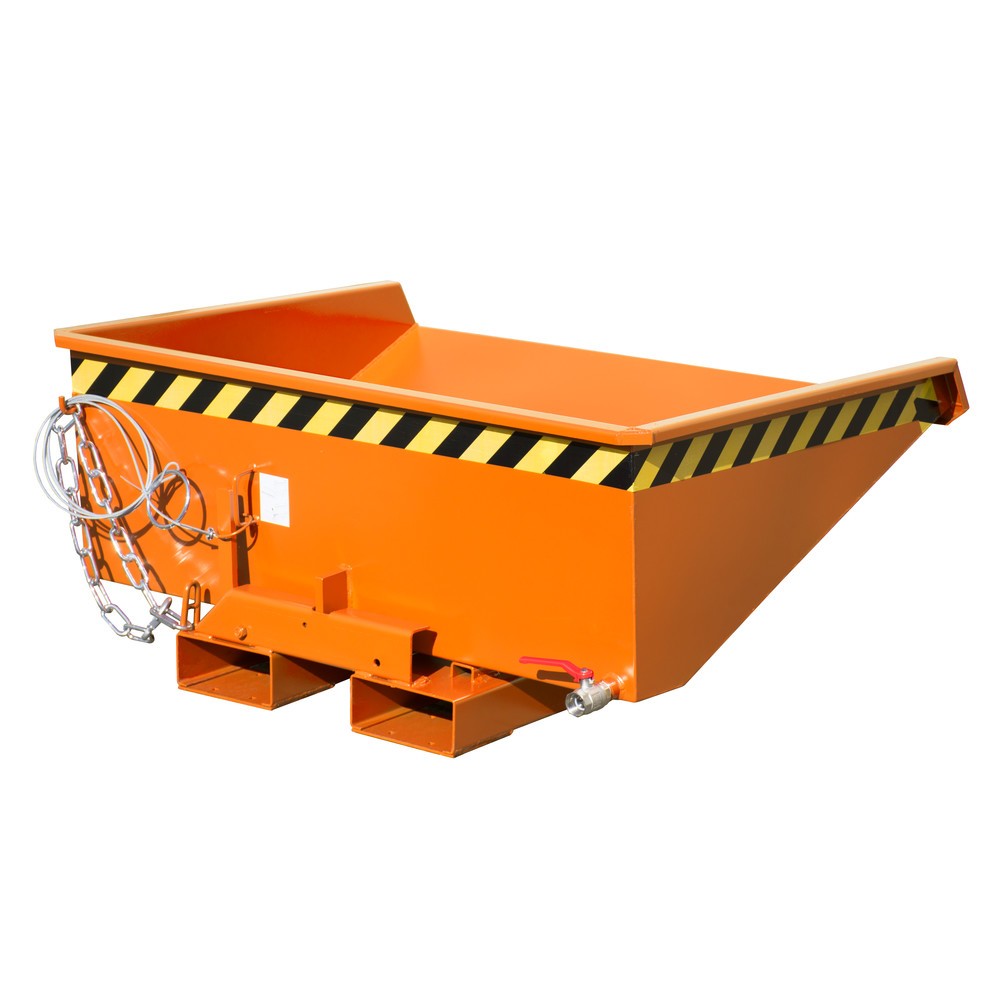 Product afbeelding: Bauer® Minibak voor spaanders met afrolmechanisme, lage bouwhoogte, gelakt, volume 0,275 m³, RAL 2000 geeloranje