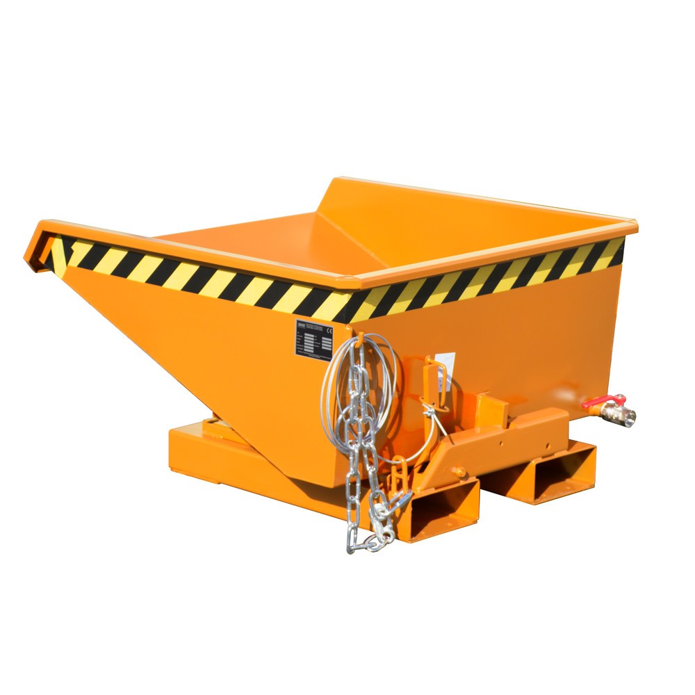 Product afbeelding: Bauer® Minibak voor spaanders met afrolmechanisme, lage bouwhoogte, gelakt, volume 0,225 m³, RAL 2000 geeloranje