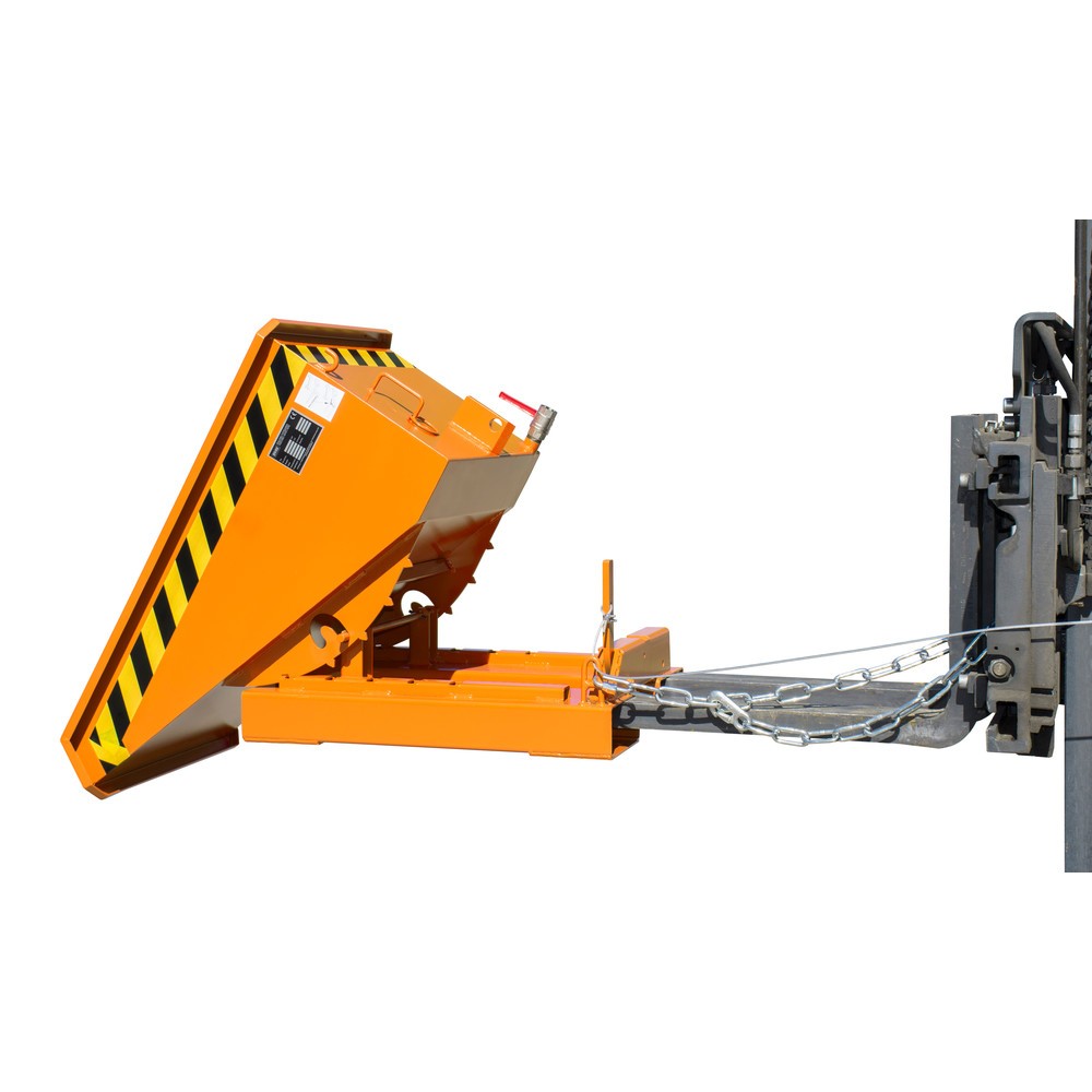 Product afbeelding: Bauer® Minibak voor spaanders met afrolmechanisme, lage bouwhoogte, gelakt, volume 0,15 m³, RAL 2000 geeloranje