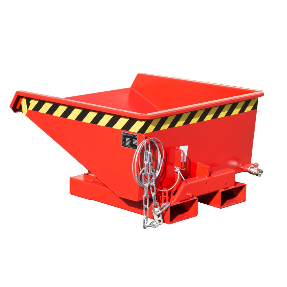 Product afbeelding: Bauer® Minibak voor spaanders met afrolmechanisme, lage bouwhoogte, gelakt, volume 0,225 m³, RAL 3000 vuurrood