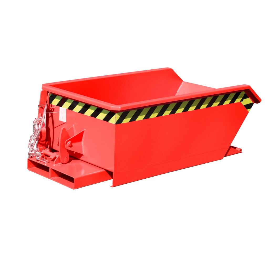 Bauer® Minikantelbak, extreem lage bouwhoogte, gelakt, volume 0,23 m³, RAL 3000 vuurrood Product afbeelding: Bauer® Minikantelbak, extreem lage bouwhoogte, gelakt, volume 0,23 m³, RAL 3000 vuurrood