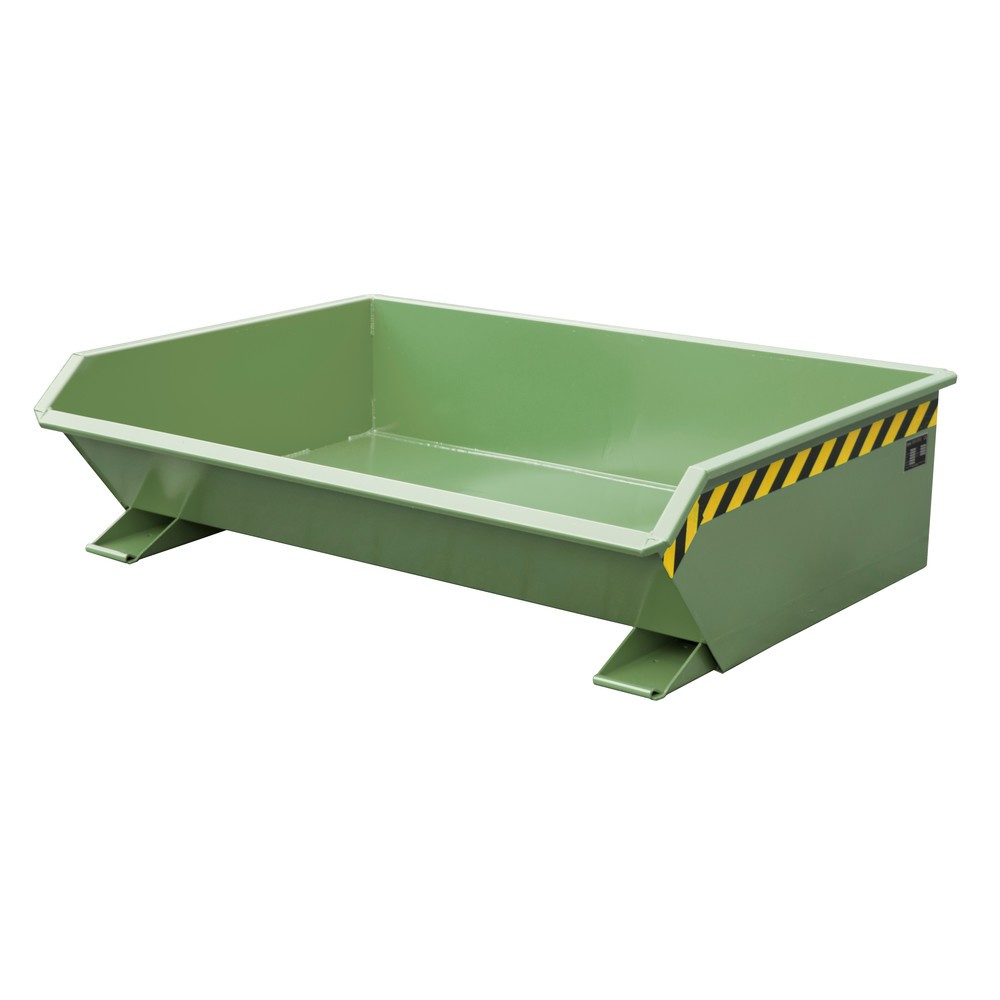 Product afbeelding: Bauer® Minikantelbak, extreem lage bouwhoogte, gelakt, volume 0,61 m³, RAL 6011 resedagroen