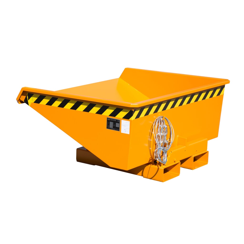 Product afbeelding: Bauer® Minikantelbak met afrolmechanisme, lage bouwhoogte, gelakt, volume 0,275 m³, RAL 2000 geeloranje