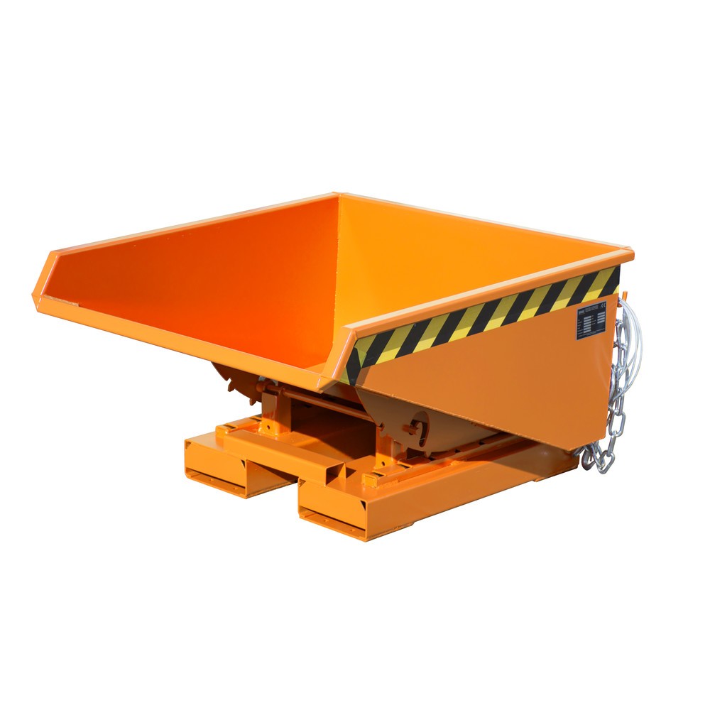 Product afbeelding: Bauer® Minikantelbak met afrolmechanisme, lage bouwhoogte, gelakt, volume 0,225 m³, RAL 2000 geeloranje