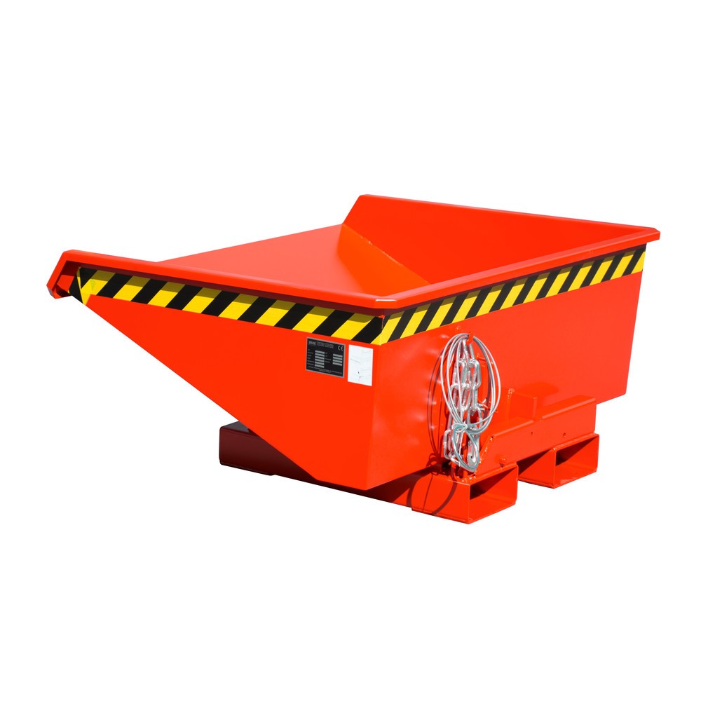 Product afbeelding: Bauer® Minikantelbak met afrolmechanisme, lage bouwhoogte, gelakt, volume 0,275 m³, RAL 3000 vuurrood