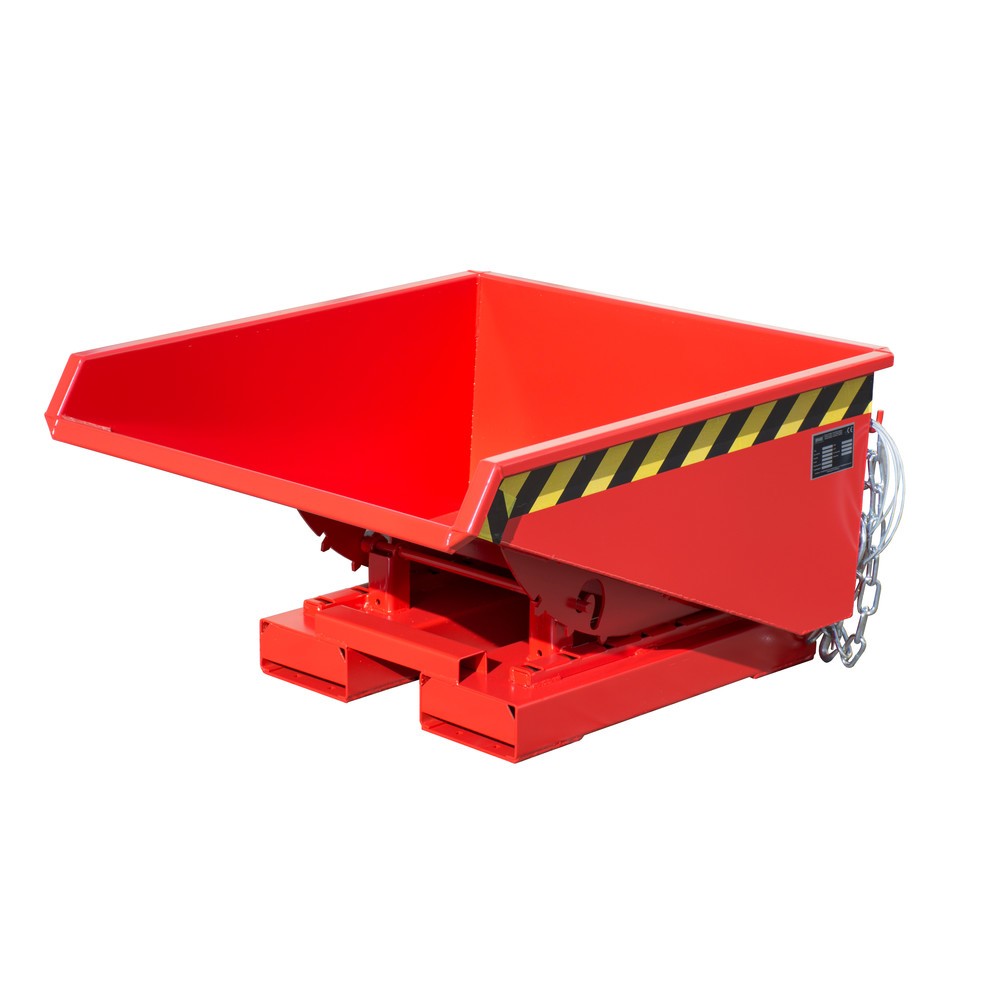 Product afbeelding: Bauer® Minikantelbak met afrolmechanisme, lage bouwhoogte, gelakt, volume 0,225 m³, RAL 3000 vuurrood