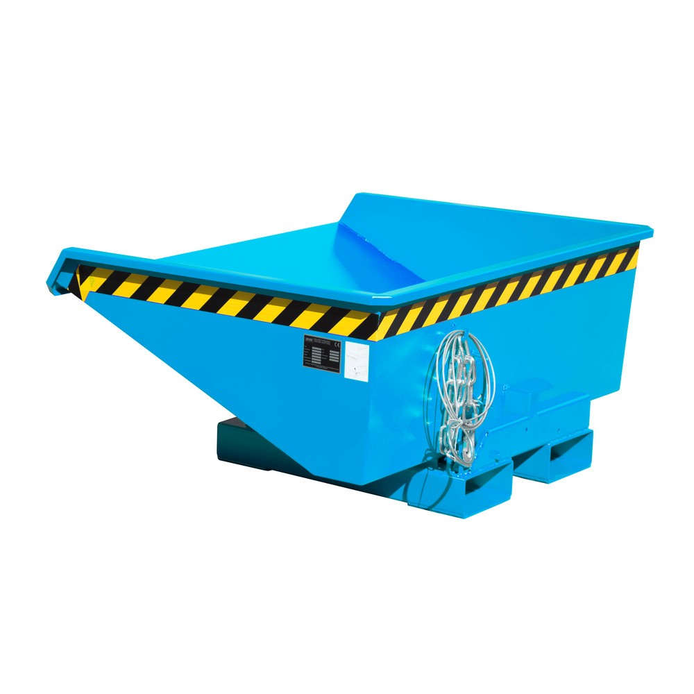 Product afbeelding: Bauer® Minikantelbak met afrolmechanisme, lage bouwhoogte, gelakt, volume 0,275 m³, RAL 5012 lichtblauw