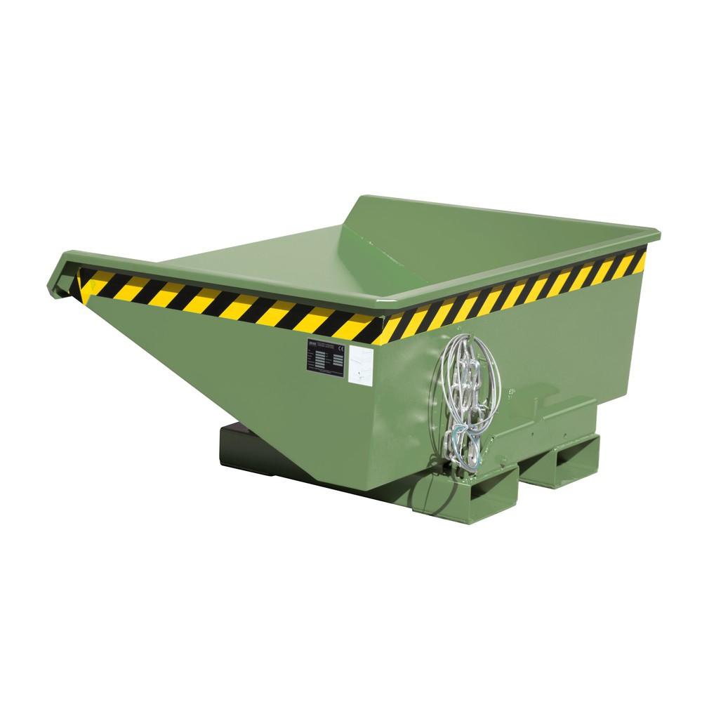 Product afbeelding: Bauer® Minikantelbak met afrolmechanisme, lage bouwhoogte, gelakt, volume 0,275 m³, RAL 6011 resedagroen