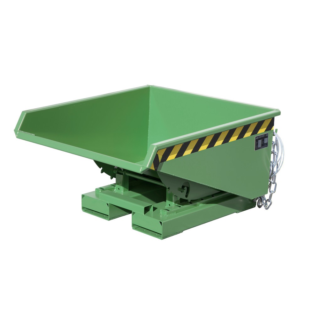 Product afbeelding: Bauer® Minikantelbak met afrolmechanisme, lage bouwhoogte, gelakt, volume 0,225 m³, RAL 6011 resedagroen
