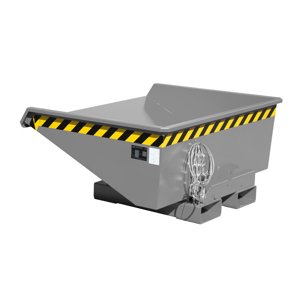 Product afbeelding: Bauer® Minikantelbak met afrolmechanisme, lage bouwhoogte, gelakt, volume 0,275 m³, RAL 7005 muisgrijs