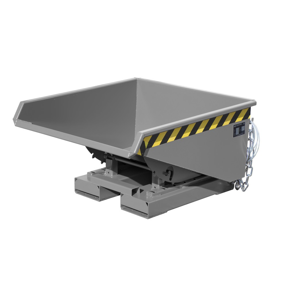 Product afbeelding: Bauer® Minikantelbak met afrolmechanisme, lage bouwhoogte, gelakt, volume 0,225 m³, RAL 7005 muisgrijs