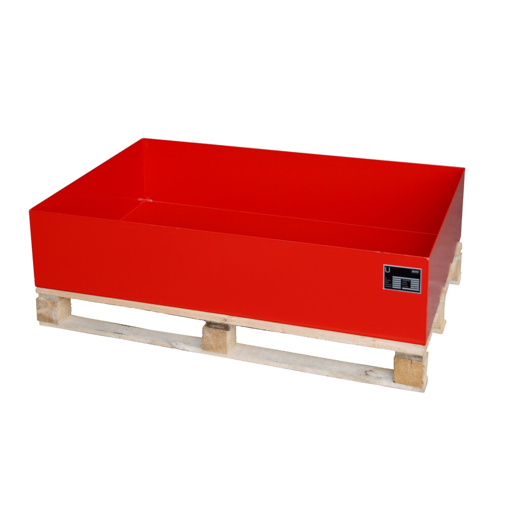 Bauer® Palletlekbak, hxbxd 260 x 800 x 1.200 mm, zonder rooster, vuurrood Product afbeelding: Bauer® Palletlekbak, hxbxd 260 x 800 x 1.200 mm, zonder rooster, vuurrood