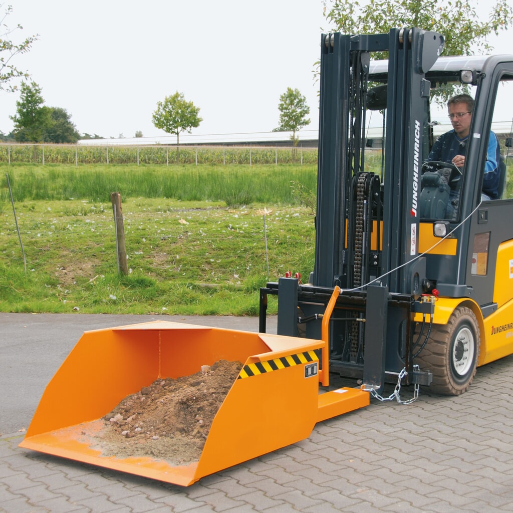 Bauer® Schop voor heftruck, cap. 1.500 kg, volume 0,75 m², oranje Productafbeelding nr. 3: Bauer® Schop voor heftruck, cap. 1.500 kg, volume 0,75 m², oranje