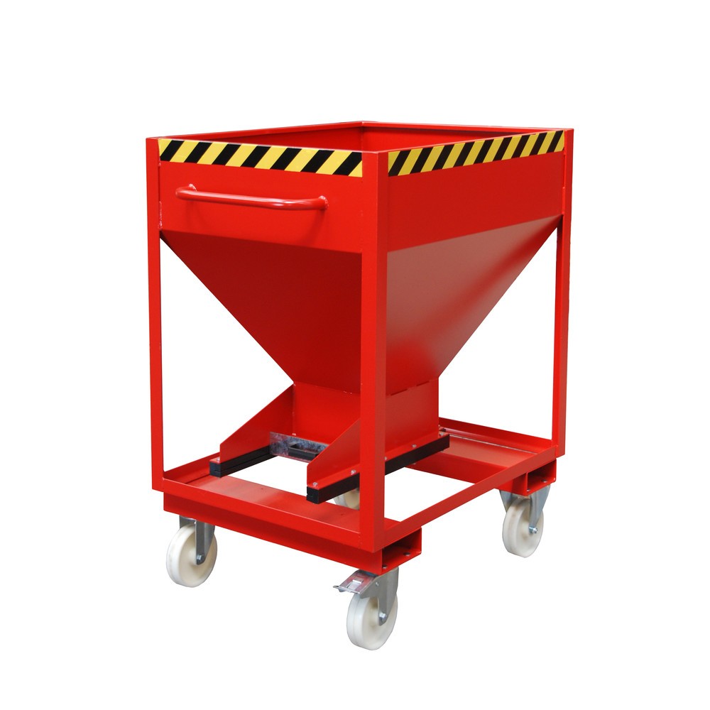 Product afbeelding: Bauer® Silobak, met schuifsluiting, vorkkokers + wielen, gelakt, volume 0,375 m³, RAL 3000 vuurrood