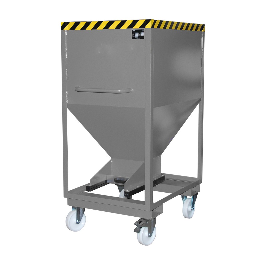 Productafbeelding nr. 1: Bauer® Silobak, met schuifsluiting, vorkkokers + wielen, gelakt, volume 0,6 m³, RAL 7005 muisgrijs