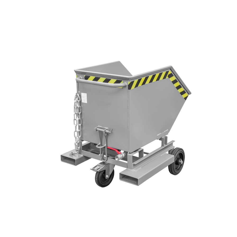 Product afbeelding: Bauer® Spanenkantelbak, gelijkvloerse losmogelijkheid, gelakt, volume 0,25 m³, met inrijkokers, RAL 7005 muisgrijs