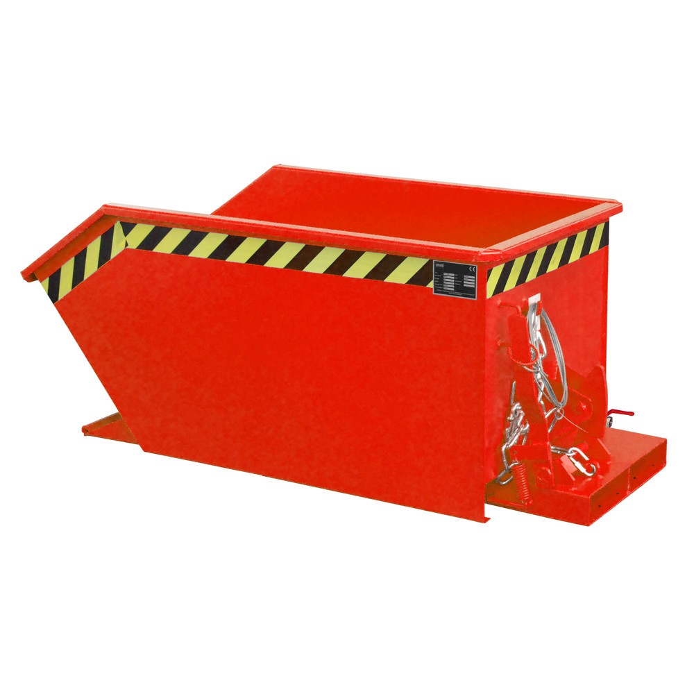 Productafbeelding nr. 1: Bauer® Scheid-kantelbak, geperforeerde tussenplaat, gelakt, volume 0,3 m³, RAL 3000 vuurrood