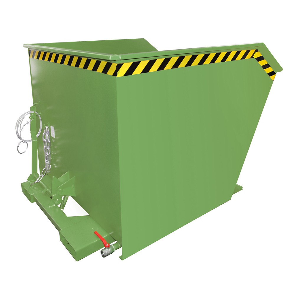Productafbeelding nr. 1: Bauer® Scheid-kantelbak, geperforeerde tussenplaat, gelakt, volume 1 m³, RAL 6011 resedagroen