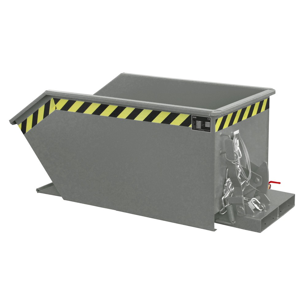 Product afbeelding: Bauer® Scheid-kantelbak, geperforeerde tussenplaat, gelakt, volume 0,3 m³, RAL 7005 muisgrijs