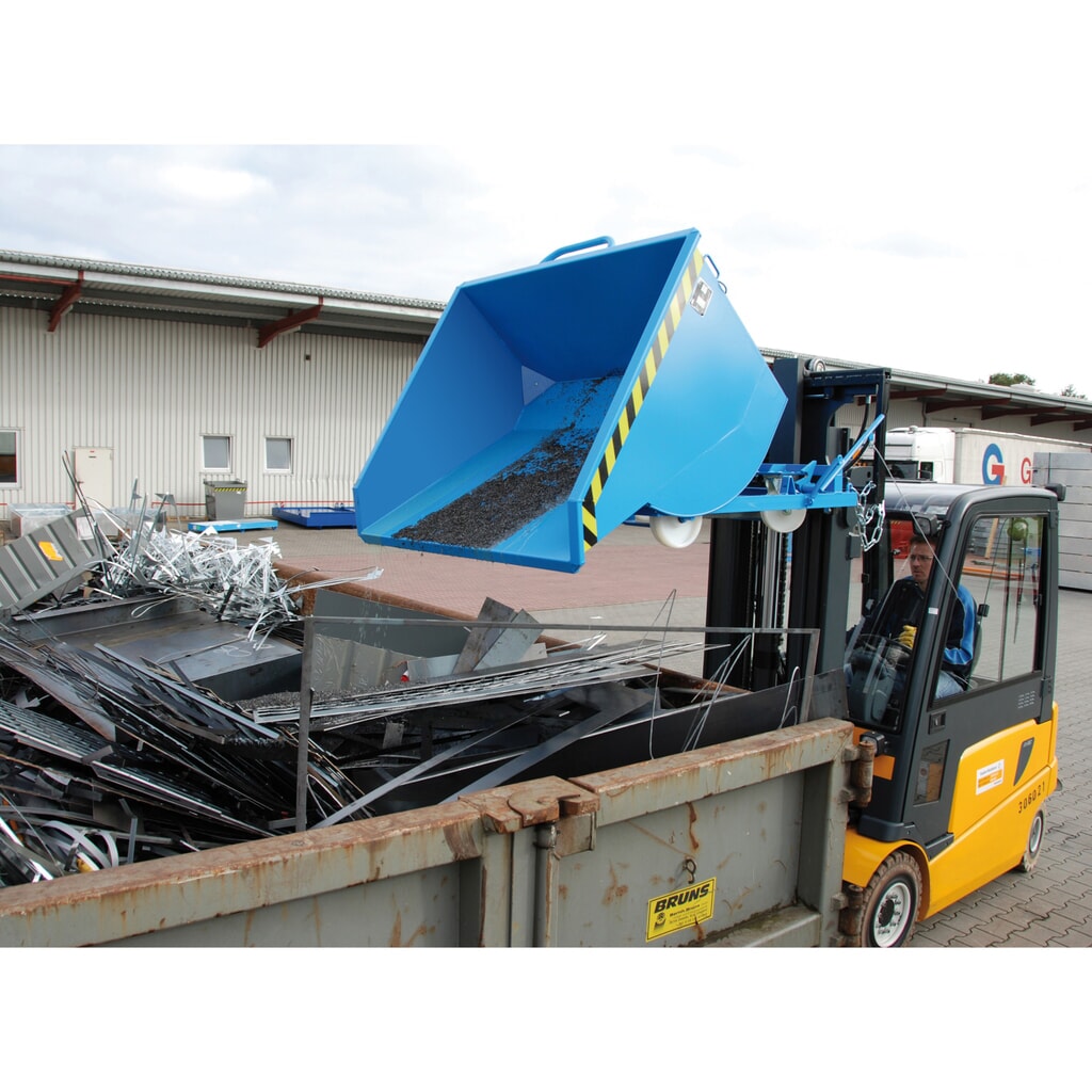 Productafbeelding nr. 8: Bauer® Spanenkantelbak, lage bouwhoogte, met inrijkokers, gelakt, volume 0,3 m³, RAL 7005 muisgrijs