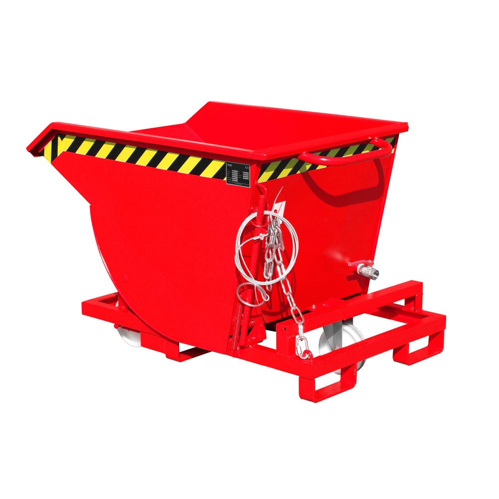Product afbeelding: Bauer® Spanenkantelbak, lage bouwhoogte, met inrijkokers, gelakt, volume 0,3 m³, RAL 3000 vuurrood