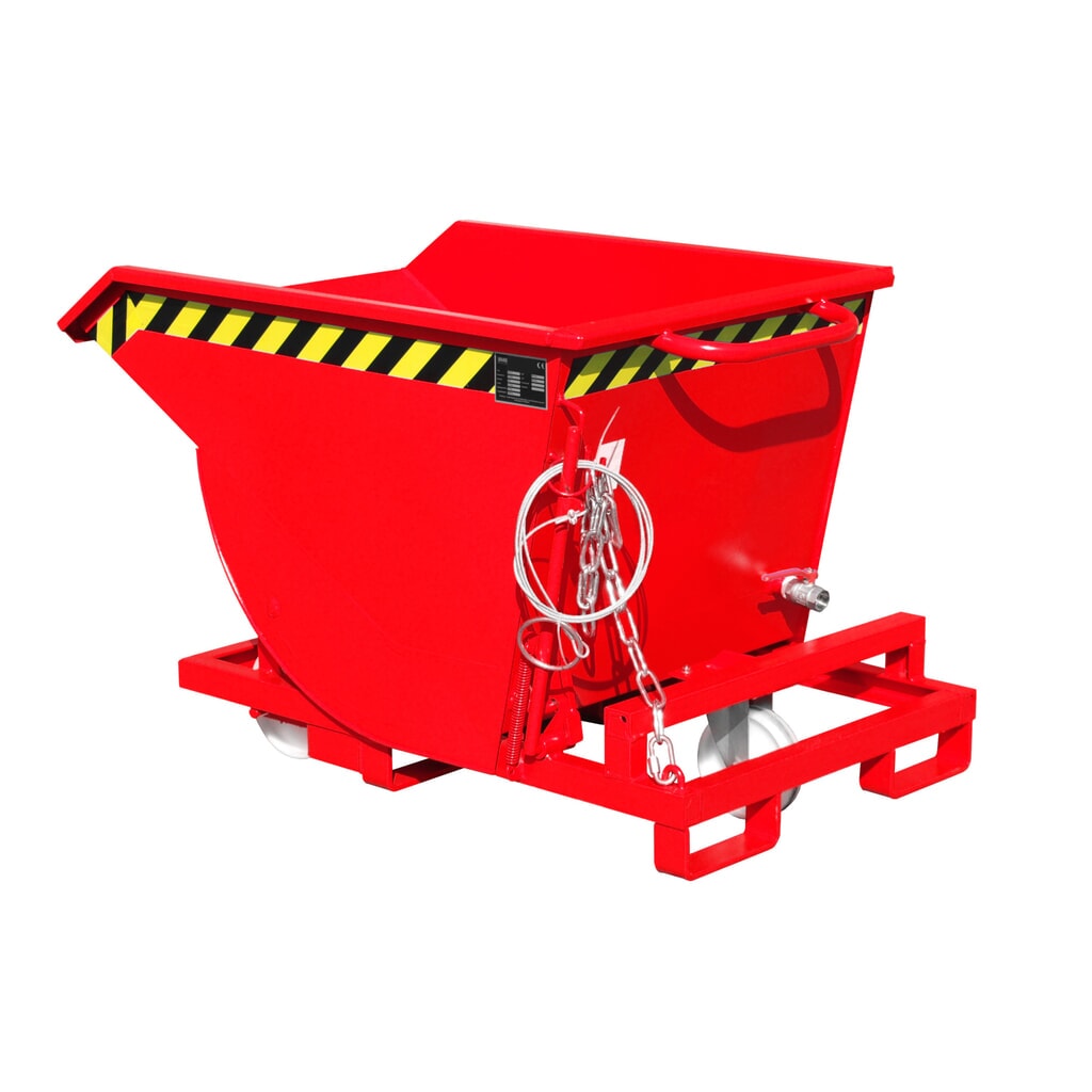Product afbeelding: Bauer® Spanenkantelbak, lage bouwhoogte, met inrijkokers, gelakt, volume 0,3 m³, RAL 3000 vuurrood