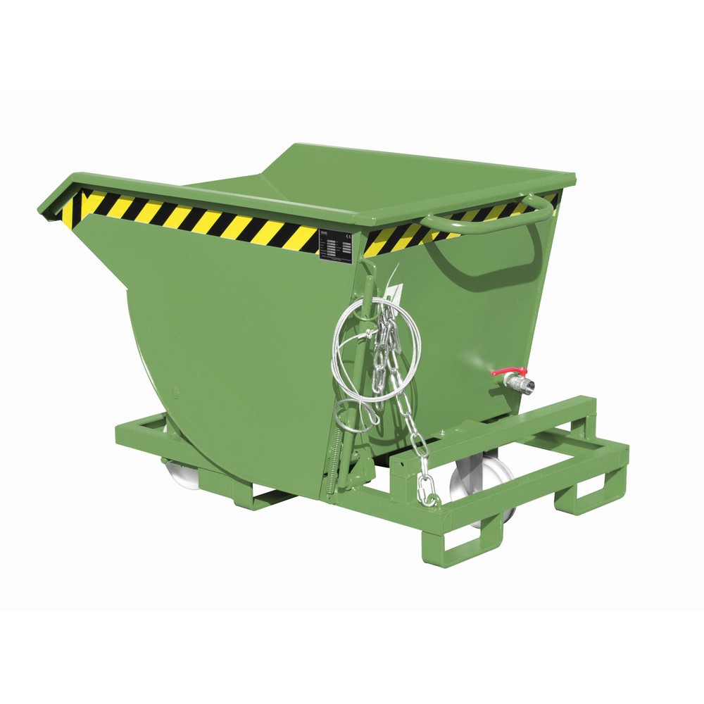 Productafbeelding nr. 1: Bauer® Spanenkantelbak, lage bouwhoogte, met inrijkokers, gelakt, volume 0,3 m³, RAL 6011 resedagroen