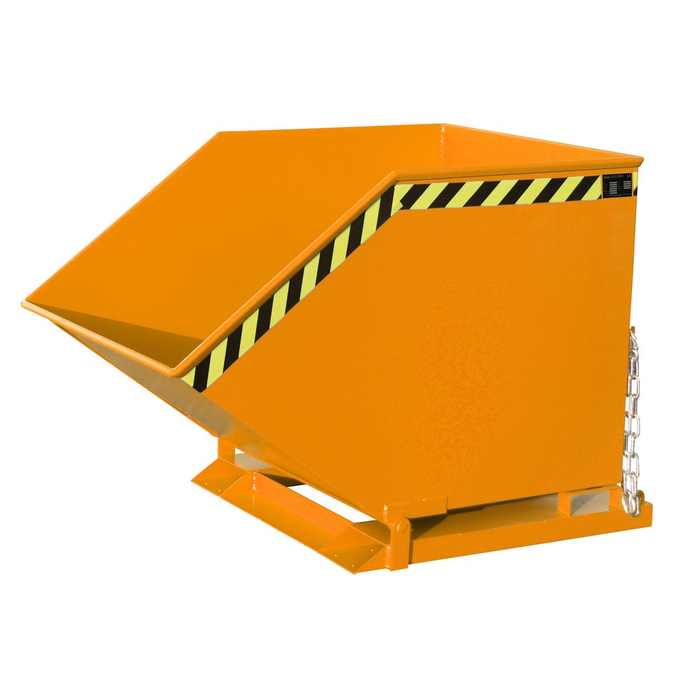 Product afbeelding: Bauer® Spanenkantelbak, kastvormige kuip, gelakt, volume 0,8 m³, RAL 2000 geeloranje
