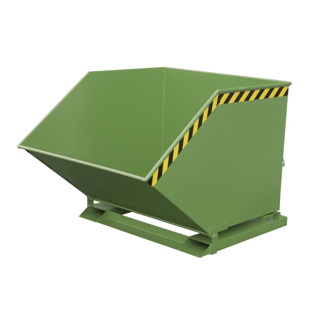 Bauer® Spanenkantelbak, kastvormige kuip, gelakt, volume 1 m³, RAL 6011 resedagroen Product afbeelding: Bauer® Spanenkantelbak, kastvormige kuip, gelakt, volume 1 m³, RAL 6011 resedagroen
