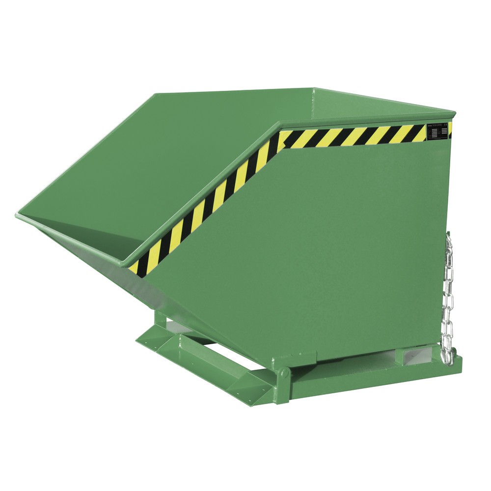 Product afbeelding: Bauer® Spanenkantelbak, kastvormige kuip, gelakt, volume 0,8 m³, RAL 6011 resedagroen