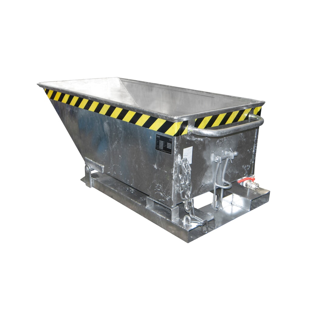 Bauer® spanenkantelbak, lage kuip, verzinkt, volume 0,25 m³ Product afbeelding: Bauer® spanenkantelbak, lage kuip, verzinkt, volume 0,25 m³