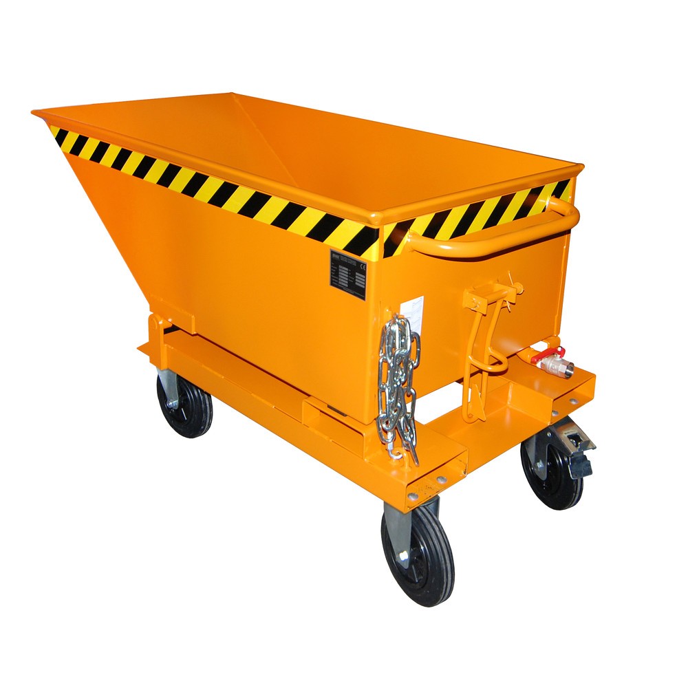 Product afbeelding: Bauer® Spanenkantelbak, lage kuip, gelakt, volume 0,25 m³, RAL 2000 geeloranje