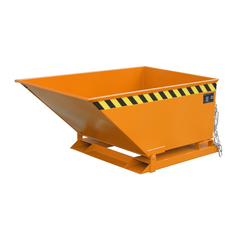 Product afbeelding: Bauer® Spanenkantelbak, lage kuip, gelakt, volume 0,4 m³, RAL 2000 geeloranje
