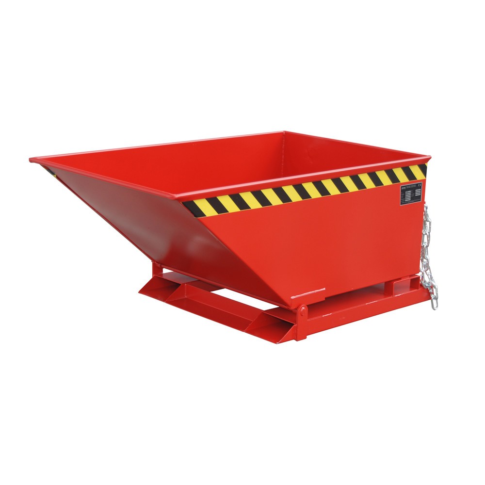 Product afbeelding: Bauer® Spanenkantelbak, lage kuip, gelakt, volume 0,4 m³, RAL 3000 vuurrood