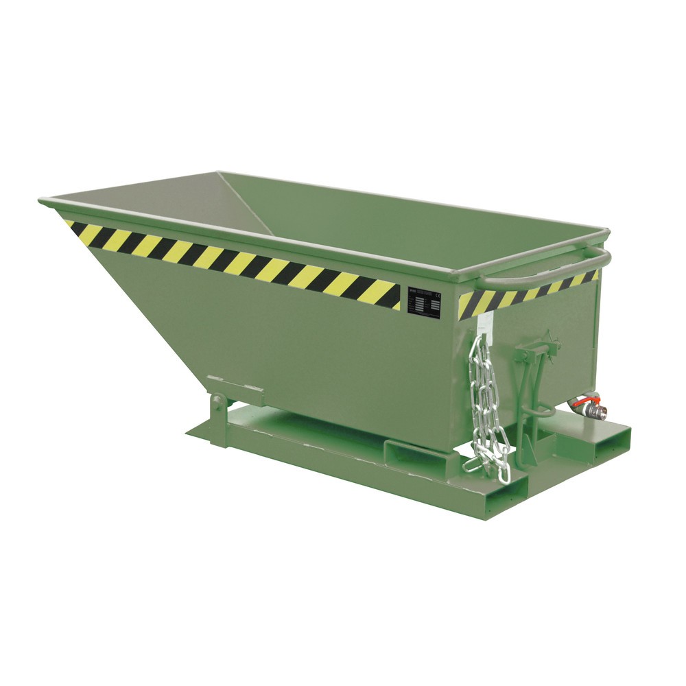 Product afbeelding: Bauer® Spanenkantelbak, lage kuip, gelakt, volume 0,25 m³, RAL 6011 resedagroen