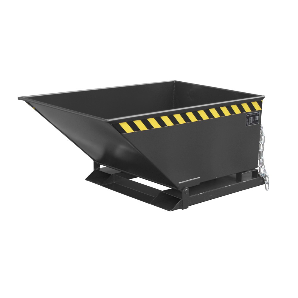Product afbeelding: Bauer® Spanenkantelbak, lage kuip, gelakt, volume 0,4 m³, RAL 7021 zwartgrijs